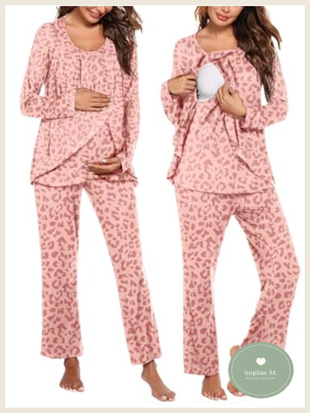 Maternity Nursing Pajama Set Long Sleeve Breastfeeding Sleepwear